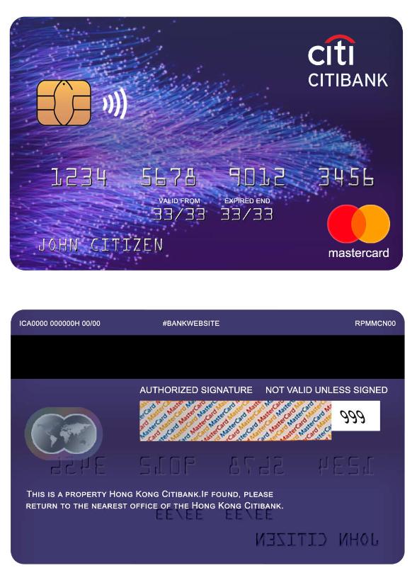 Hong Kong Citibank bank mastercard